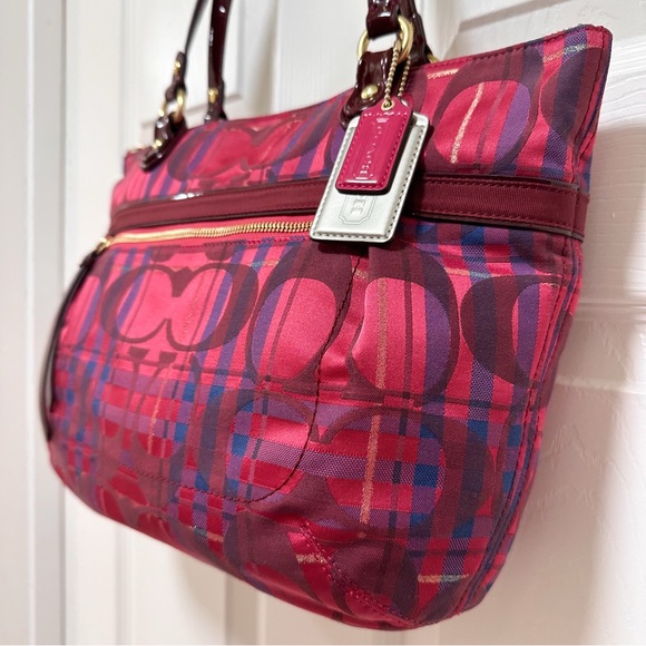 Coach Poppy Glam Vintage Tartan Plaid Tote - Picture 4 of 12